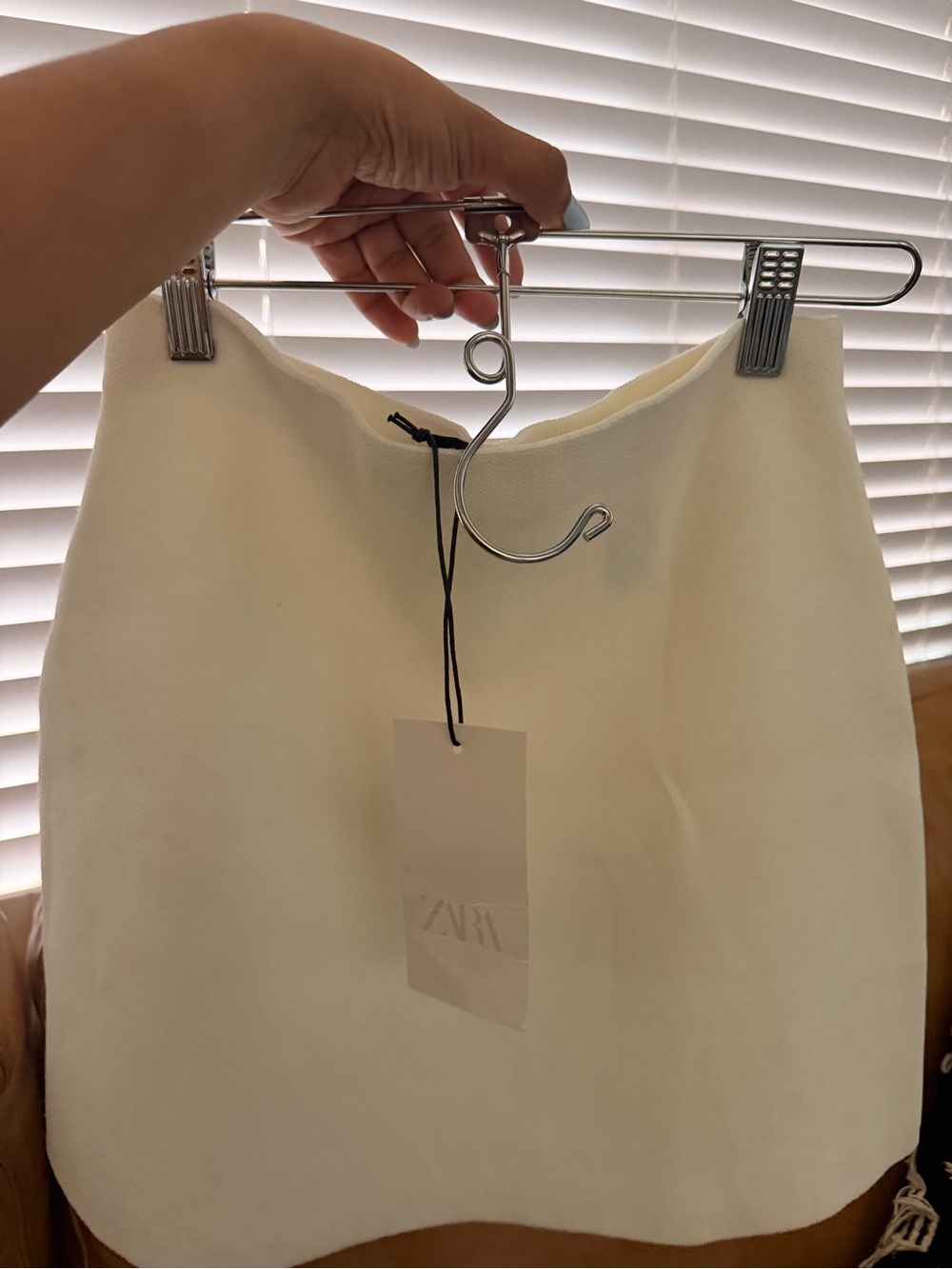 ZARA Off-White Textured Mini Skirt